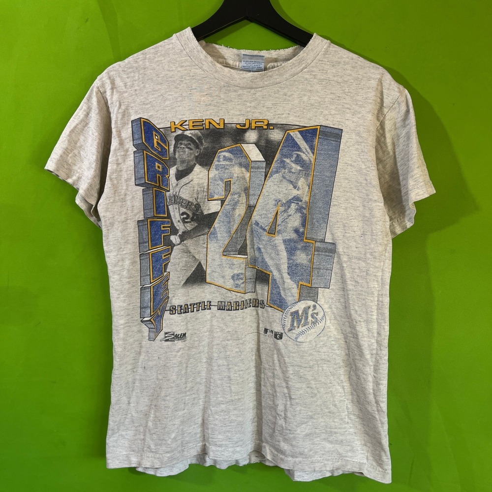 VTG 1991 Ken Griffey Jr Seattle Mariners Salem Sportswear Baseball Shirt Grey S